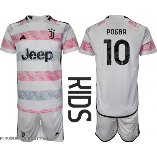 Juventus Paul Pogba #10 Fußballbekleidung Auswärtstrikot Kinder 2023-24 Kurzarm (+ kurze hosen)